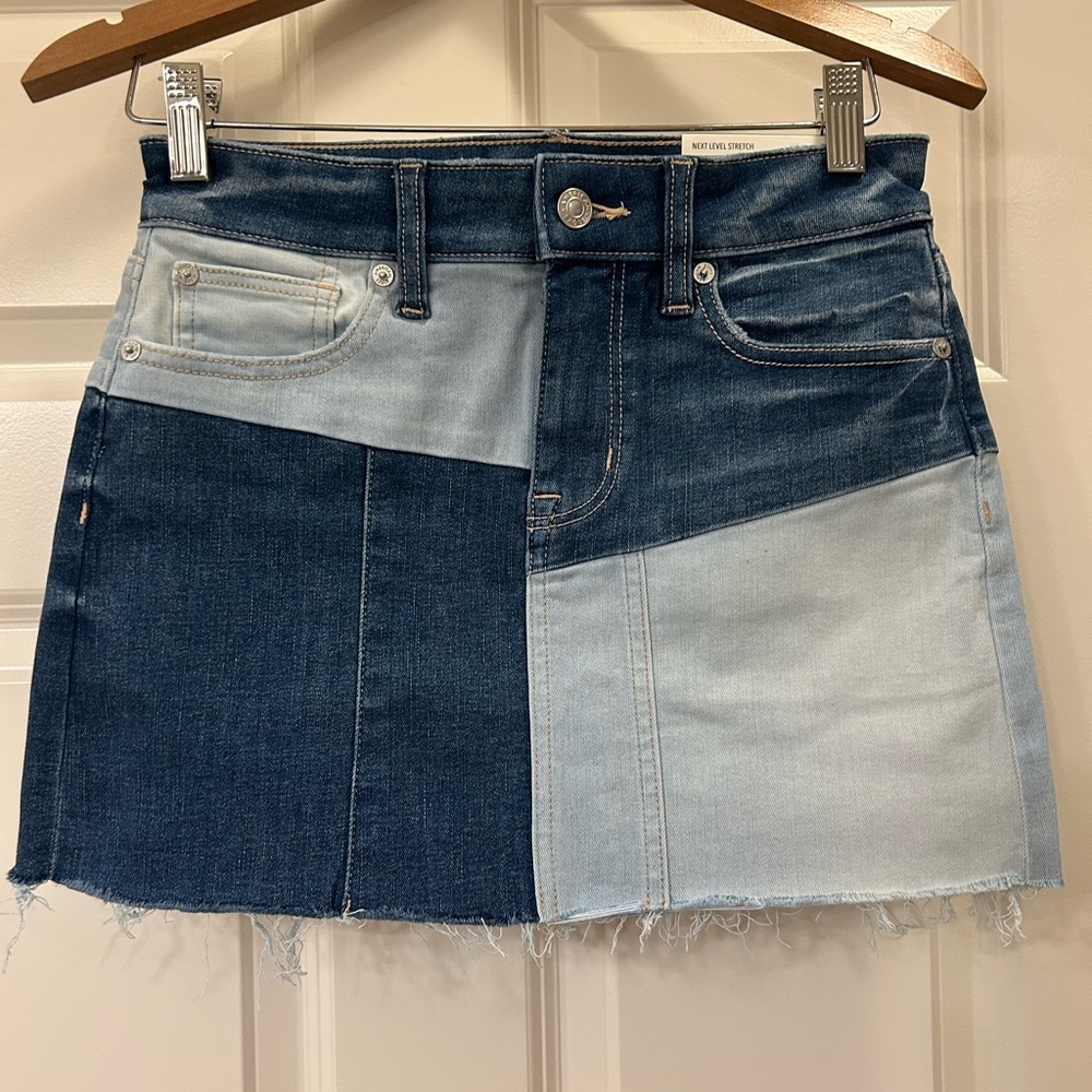 American Eagle Outfitters Blue Patchwork Mini Skirt